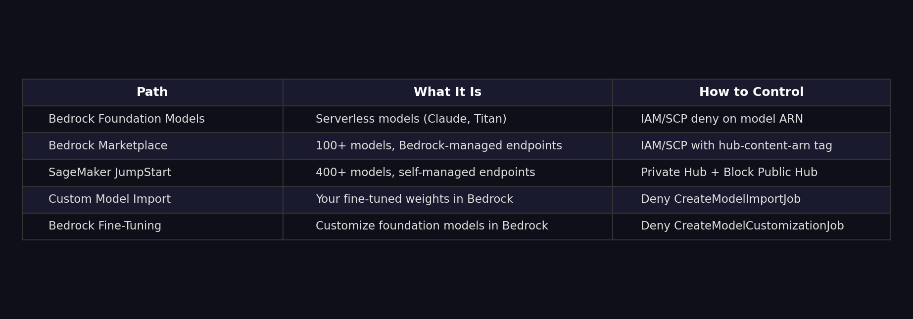 AI Model Governance Summary - Five paths and their controls